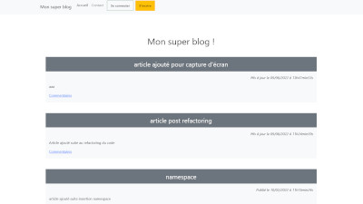 'Mon Super Blog' screenshot